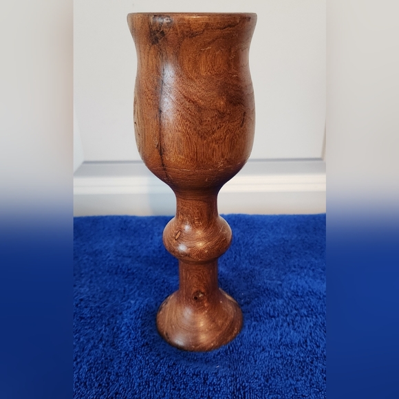 Vintage Hand Carved 9.5" tall Mesquite Candle Holder - Picture 2 of 5